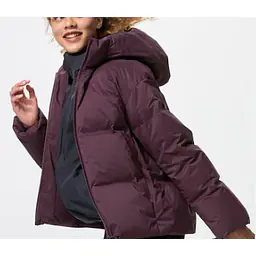 Uniqlo Seamless Down Parka Jacket - Color: maroon, Size: M