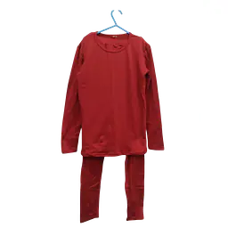 Long-Sleeved Shirt and Pants Set - Color: red