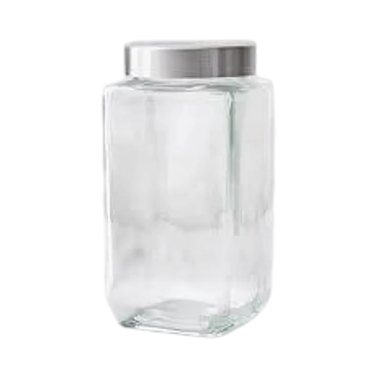 Square Glass Storage Jar with Stainless Steel Airtight Lid - Master
