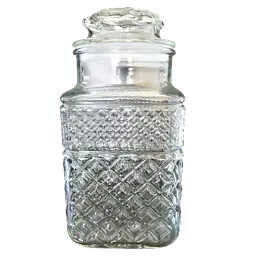 Retro Square Diamond Pattern Glass Cookie Jar / Kitchen Canister - Master
