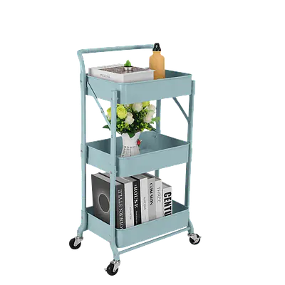 3-Tier Foldable Rolling Utility Cart. primary image