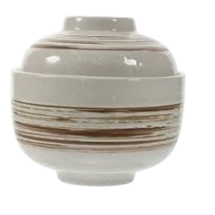 Traditional Japanese-Style Lidded Ceramic Miso Soup Bowl - Master