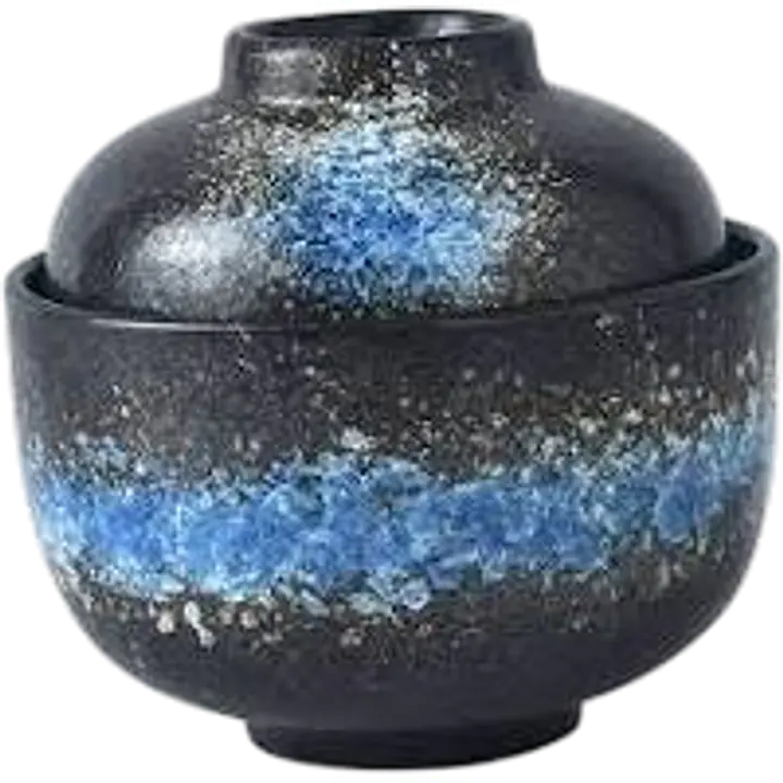Japanese Starry Blue Lidded Ceramic Miso Bowl - Master