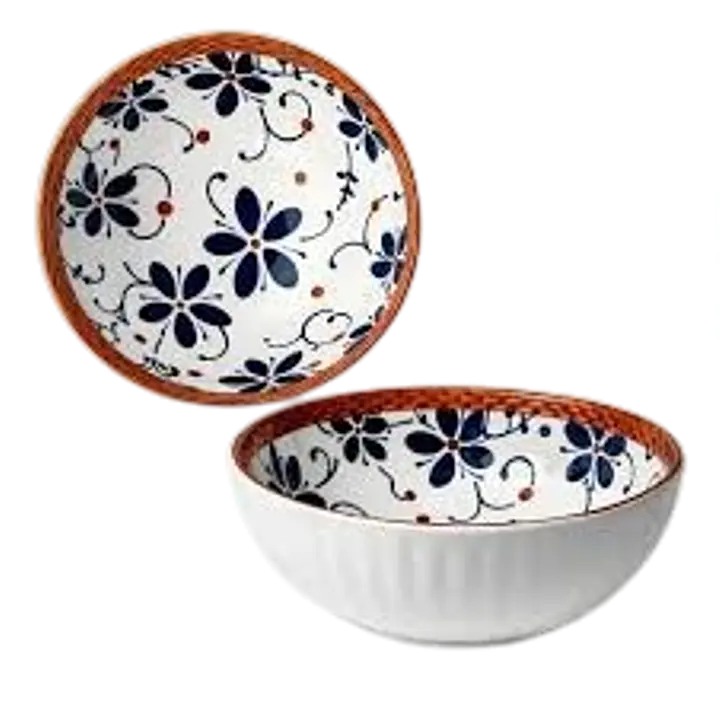 Japanese Style Ceramic Bowl – Blue Floral Design - Master