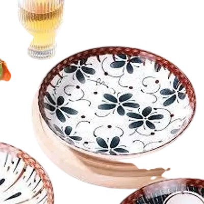 Japanese Style Ceramic Bowl – Blue Floral Design secondary image