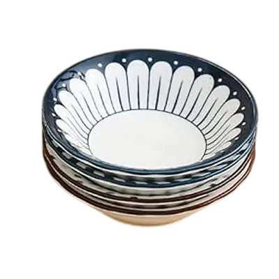 Japanese-Style Ceramic Ramen Bowl – Blue Petal Design secondary image