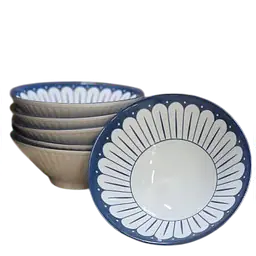 Japanese-Style Ceramic Ramen Bowl – Blue Petal Design - Master