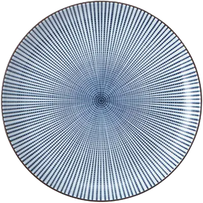 Japanese Sendan Tokusa Ceramic Dinner Plate – Blue Radial Stripe Design primary image