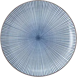 Japanese Sendan Tokusa Ceramic Dinner Plate – Blue Radial Stripe Design - Master