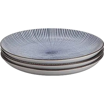 Japanese Sendan Tokusa Ceramic Dinner Plate – Blue Radial Stripe Design secondary image