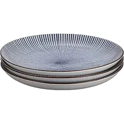 Japanese Sendan Tokusa Ceramic Dinner Plate – Blue Radial Stripe Design - Master