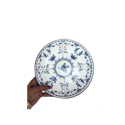 Japanese Blue & White Floral Ceramic Bowl – Scrolled Vine Design primary image