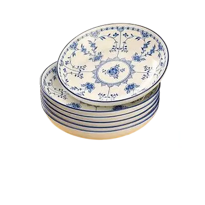 Japanese Blue & White Floral Ceramic Bowl – Scrolled Vine Design secondary image