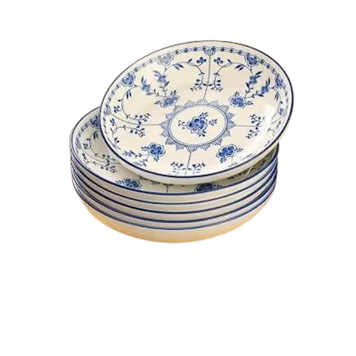 Japanese Blue & White Floral Ceramic Bowl – Scrolled Vine Design - Master