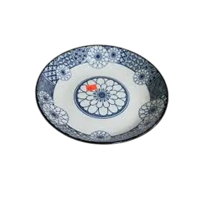 Japanese Traditional Blue Floral Ceramic Deep Plate primary image
