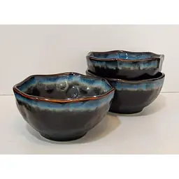 Ceramic Saucer Jap Style Pottery Black Blue - Master