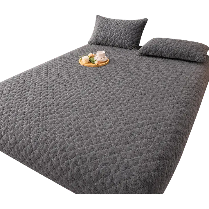 Quilted Fur Mattress protector Set/ Bedding Set (Bedsheet, Pillow Covers, Blanket Cover) - Master
