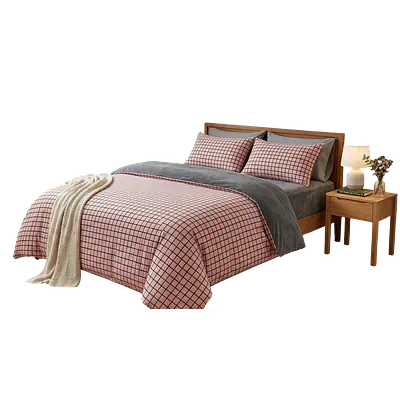 Cozy Plaid Duvet Set / Bedding set (Bedsheet, Pillow Covers, Blanket Cover) primary image