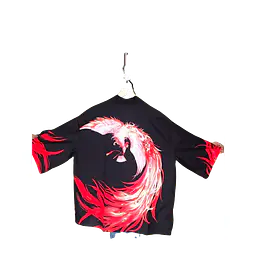 Haori Style Phoenix Print Black Shirt - Master