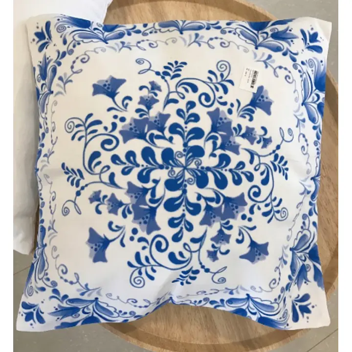 Blue Floral Pattern Cushion Cover 50x50 cm - Master