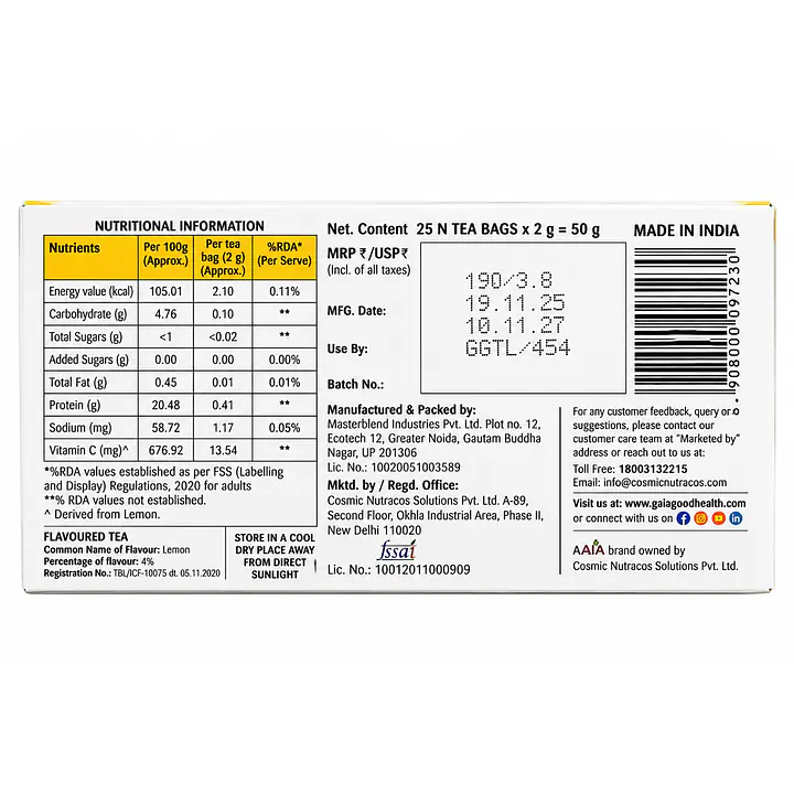Green Tea Lemon flavour 25 Bags - Master