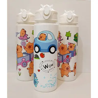 Capybara Print Water Bottle White primary image