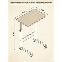 Laptop/Study Table with Wheels - Master