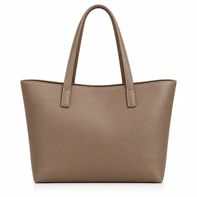 Christina & Olk Taupe Structured Leatherette Tote Bag with Charm secondary image
