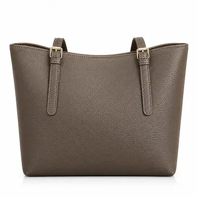 YGLE & LEATHER Pebbled Leatherette Tote Bag with Beaded Tassel Charm secondary image