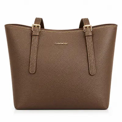 YGLE & LEATHER Pebbled Leatherette Tote Bag with Beaded Tassel Charm secondary image