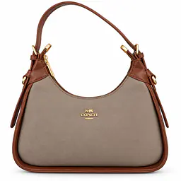 Coach Small Curved Leatherette & Canvas Shoulder Bag - Master