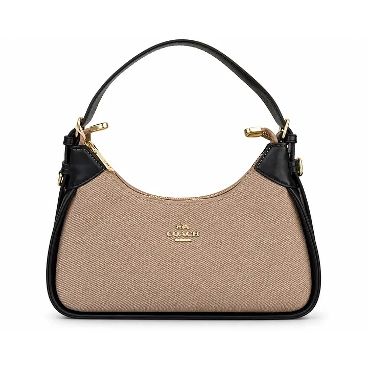 Coach Small Curved Leatherette & Canvas Shoulder Bag - Master