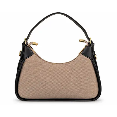 Coach Small Curved Leatherette & Canvas Shoulder Bag secondary image