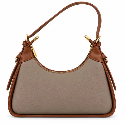 Coach Small Curved Leatherette & Canvas Shoulder Bag secondary image