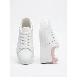 Ella Star Unisex Casual Sneaker in the White-Powder (white and pastel pink) colorway. - Master