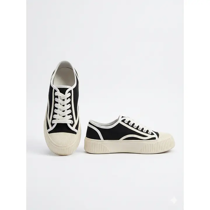 Low-Top Canvas Platform Sneakers. - Master