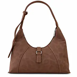 Slouchy Faux Leather Hobo Shoulder Bag with Ring Buckle Accent - Master
