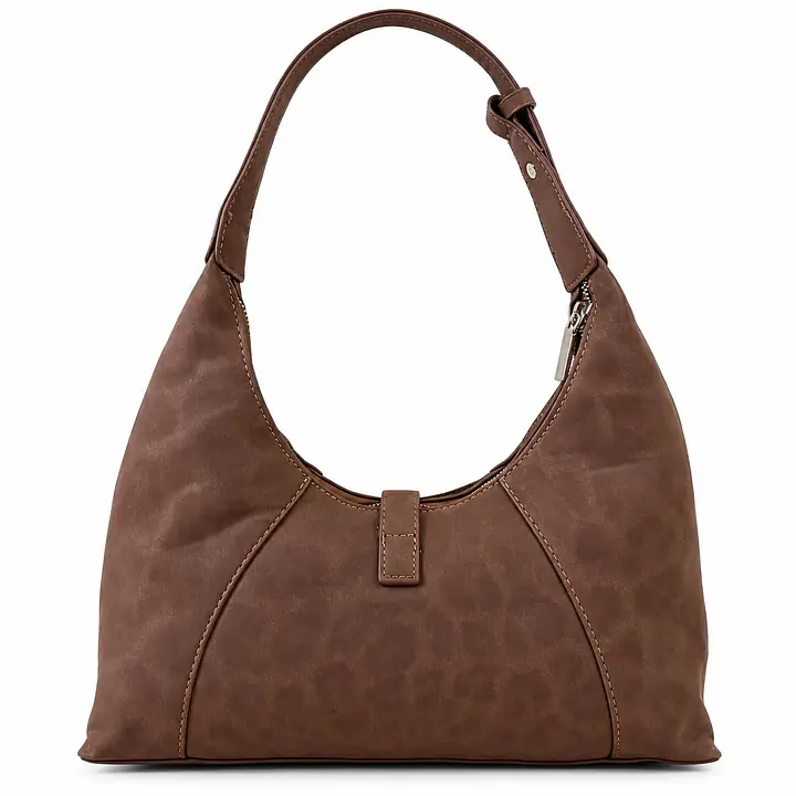 Slouchy Faux Leather Hobo Shoulder Bag with Ring Buckle Accent - Master