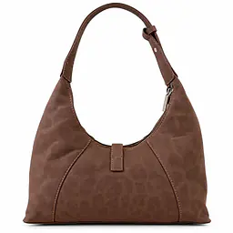 Slouchy Faux Leather Hobo Shoulder Bag with Ring Buckle Accent - Master