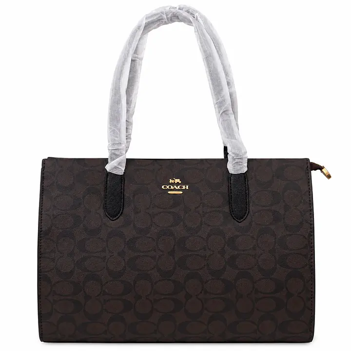 Coach Signature Canvas Structured Tote Bag with Attached Pouch - Master