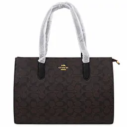 Coach Signature Canvas Structured Tote Bag with Attached Pouch - Master