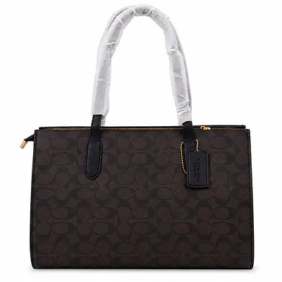 Coach Signature Canvas Structured Tote Bag with Attached Pouch secondary image