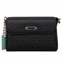 Chrisrosy Quilted Flap Crossbody Bag - Color: black