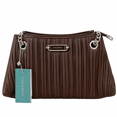 Chrisrosy Pleated Dark Brown Shoulder Bag primary image