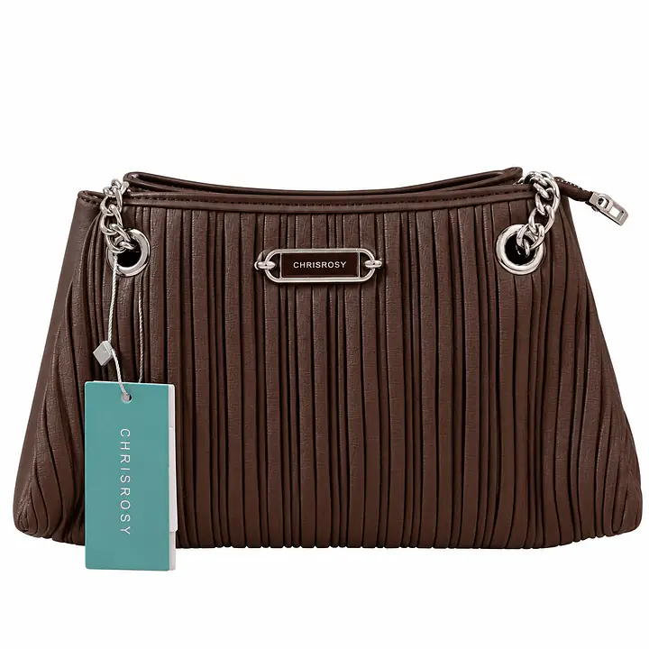 Chrisrosy Pleated Dark Brown Shoulder Bag - Master