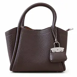 Structured Pebbled Leatherette Mini Tote Bag with Lock Charm - Master