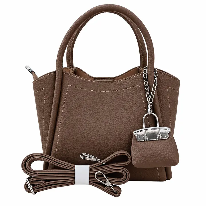 Structured Pebbled Leatherette Mini Tote Bag with Lock Charm - Master