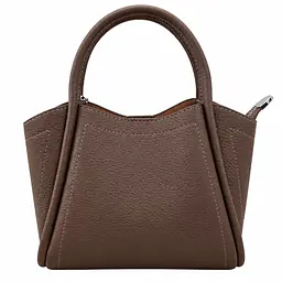 Structured Pebbled Leatherette Mini Tote Bag with Lock Charm - Color: light brown