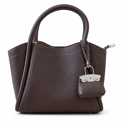 Structured Pebbled Leatherette Mini Tote Bag with Lock Charm primary image