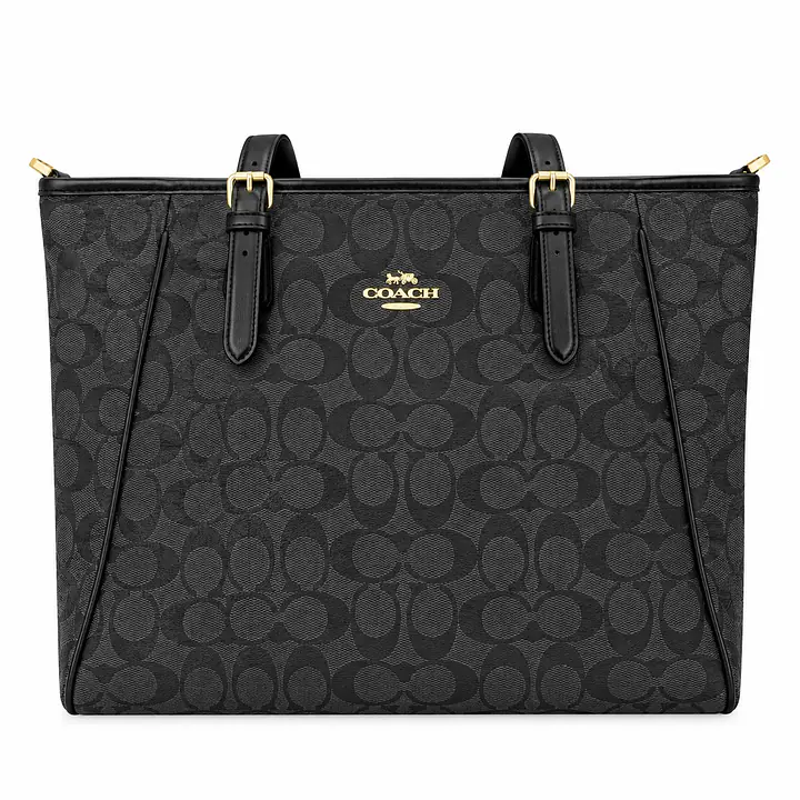 Coach Signature Canvas Tote Bag with Cherry Charm & Scarf Accent - Master